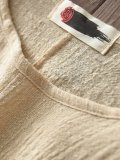 Cotton Linen Paneled Casual T-Shirt
