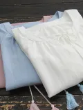 Cotton-Blend 3/4 Sleeve V Neck Solid Shirts & Tops