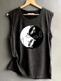 Sleeveless Cotton-Blend Casual Shirts & Tops