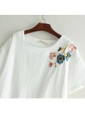 Women Casual Loose Tops Tunic Embroidery Blouse Shirt