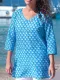 Plus Size Casual V Neck 3/4 Sleeve Shirts & Tops