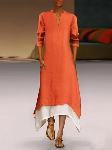 Linen Elegant A-line Casual Dress
