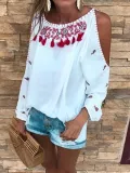 Sweet Long Sleeve Off Shoulder Casual Tops