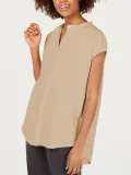 Plus Size Casual Striped V Neck Short Sleeve Shirts & Tops