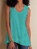Cotton-Blend Solid Casual Shirts & Tops