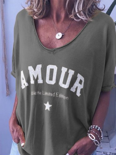 V-Neck Short Sleeve Cotton Shirts