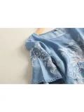 Women Casual Embroidered Tops Tunic Blouse Shirt