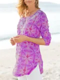 Pink Printed/dyed Long Sleeve Shirts & Tops