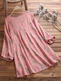 Women Casual Loose Floral Tops Tunic Blouse Shirt