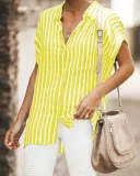 Striped Relaxed Fit Button Down Top
