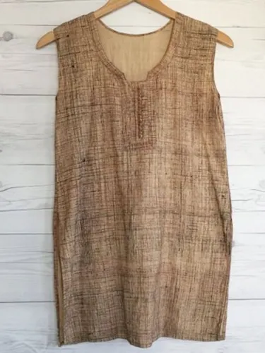 Cotton-Blend Casual Sleeveless Plain Shirts & Tops