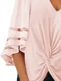 V Neck Short Sleeve Casual Shirts & Tops