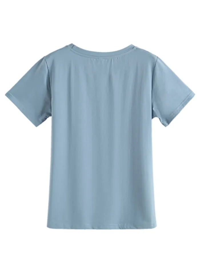 Plus Size Women Short Sleeve Round Neck Geometric Graphic Casual Tops
