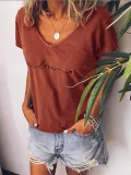 V neck Printed Casual Short Sleeve Shirts