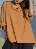 Plus Size Casual Solid Long Sleeve Tops