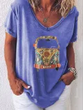 V Neck Casual Short Sleeve Shirts & Tops