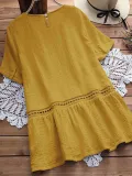 Elegant Solid Cotton-Blend Shirts & Tops