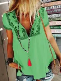 Plus Size Casual V Neck Short Sleeve Tops