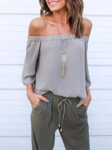 Off Shoulder Sexy Solid Shirts & Tops