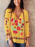 3/4 Sleeve Casual Patchwork Shirts & Tops