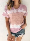 Plus Size Women Loose Round Neck Short Sleeve Floral Casual Tops