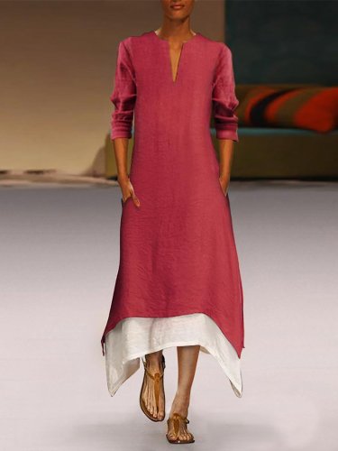 Linen Elegant A-line Casual Dress