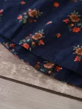 Crew Neck Casual Floral Balloon Sleeve Casual Tops