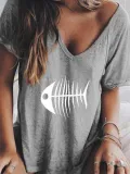 V Neck Printed Shirts & Tops