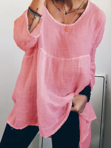 Solid Casual Long Sleeve Shirts & Tops