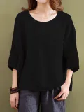 Half Sleeve Cotton Crew Neck Solid Casual T-Shirt