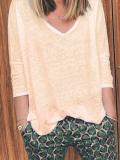Casual Cotton-Blend V Neck Shirts & Tops