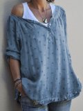 3/4 Sleeve V Neck Cotton Shirts & Tops