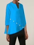 3/4 Sleeve V Neck Casual Solid Shirts & Tops