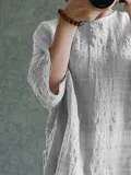 Casual Solid Half Sleeve Crew Neck Blouse