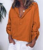 Women V Neck Cotton Linen Loose T Shirt Tops Tunic