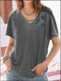 V Neck Vintage Cotton-Blend Shirts & Tops