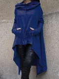 Solid Cotton Casual Long Sleeve Plus Size Hoody