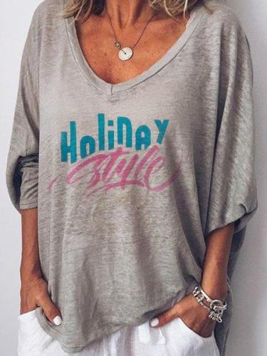 Letter-Printed Casual Daily Shirts & Tops