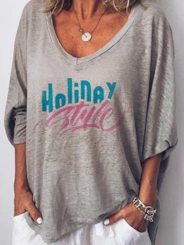 Letter-Printed Casual Daily Shirts & Tops