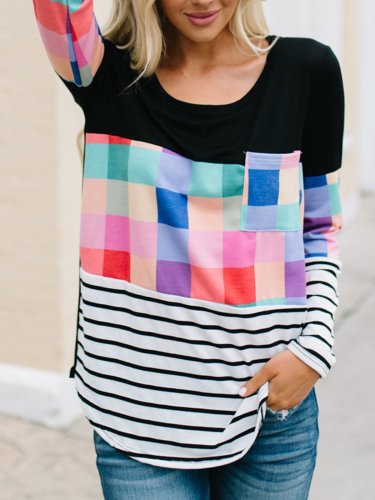 Multicolor Geometric Color Catching Simple & Basic T-Shirts