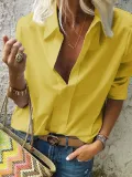 Long Sleeves Shirt Collar Solid Casual Shirts