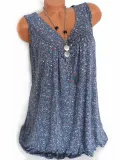 Summer Women Floral V Neck Sleeveless Blouses