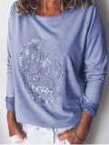 Grey Long Sleeve Printed Shirts & Tops