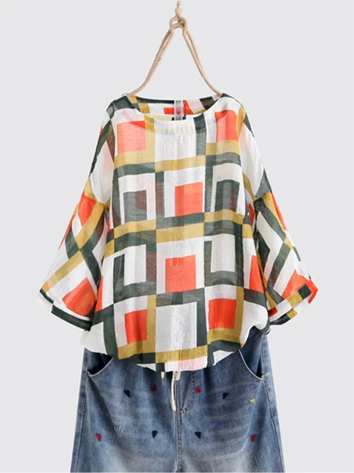 Casual Printed/dyed Round Neck Half Sleeve Shirts & Tops