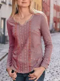 Long Sleeve V Neck Casual Shirts & Tops