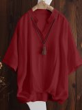 Solid Cotton-Blend Shirts & Tops