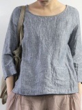 Solid 3/4 Sleeve Shirts & Tops