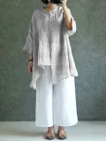 Casual Solid Half Sleeve Crew Neck Blouse