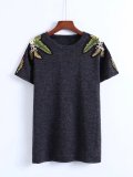 Women Embroidered Tops Tunic T Shirt