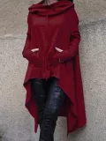 Solid Cotton Casual Long Sleeve Plus Size Hoody